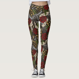 Leggings Armes et fleurs