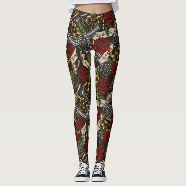 Leggings Armes et fleurs (Devant)