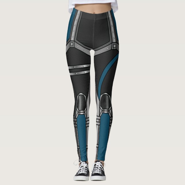 Leggings Armure de Cyborg Bleue et Noire (Devant)