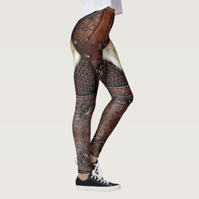 Leggings Armure de veste viking Brown Cuir Abstrait (Droite)
