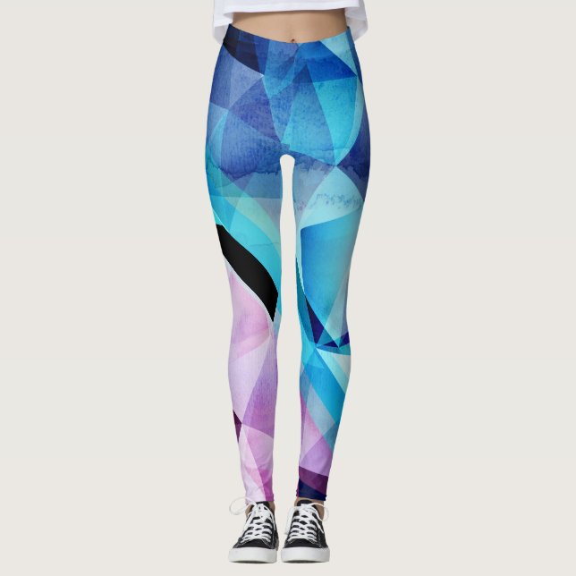 Leggings Arrière - plan Abstrait géométrique aquarelle (Devant)
