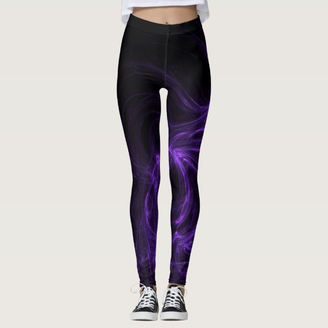 Leggings Arrière - plan Abstrait noir et violet (Devant)