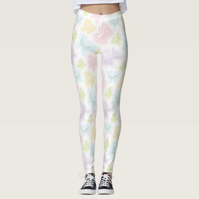 Leggings Arrière - plan avec des papillons dans l'aquarelle (Devant)