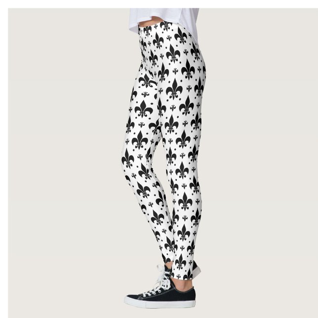 Leggings Arrière - plan blanc Fleur-de-lis Motif design (Créateur téléchargé)