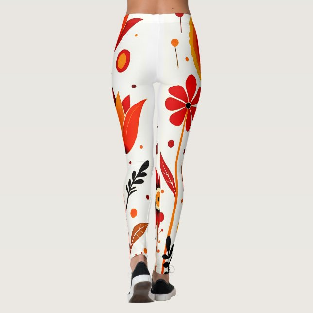 Leggings Arrière - plan blanc Flower Art (Dos)