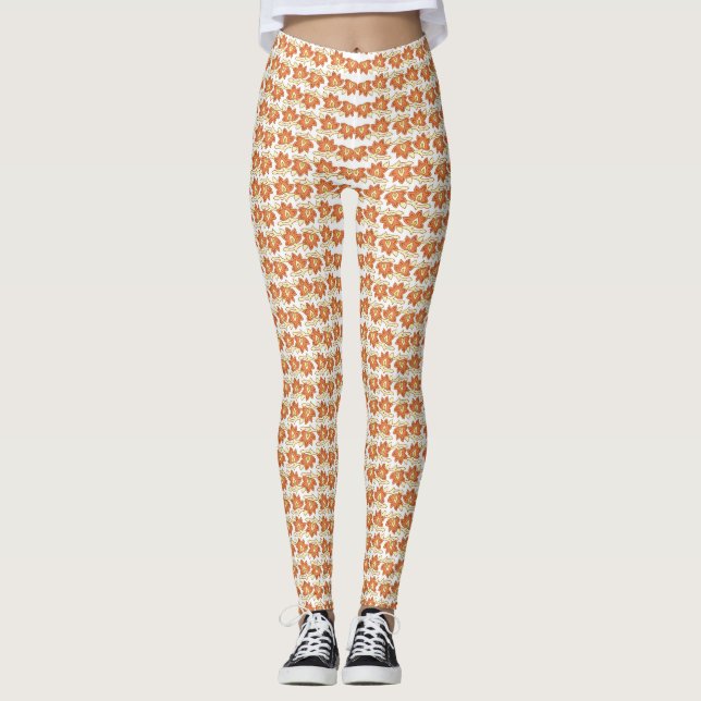 Leggings Arrière - plan Carré Orange et Blanc captivant (Devant)