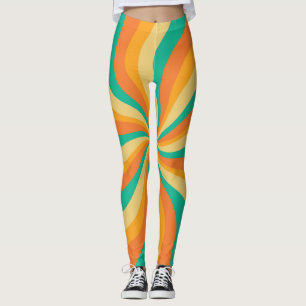 Leggings Arrière - plan coloré Retro les années 70 Sunburst