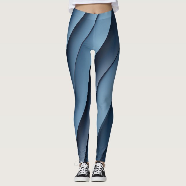 Leggings Arrière - plan de formes superposées dans les bleu (Devant)