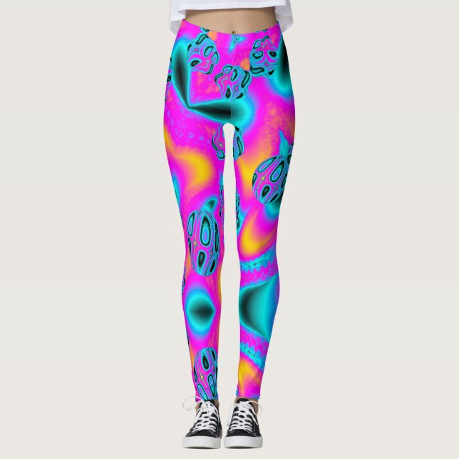 Leggings Arrière - plan de néon Abstrait avec Motif brillan (Devant)