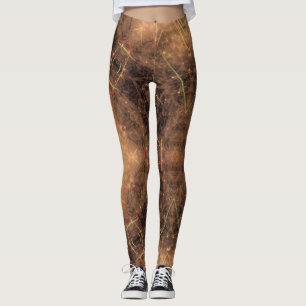Leggings Arrière - plan noir kaléidoscope à fond orange