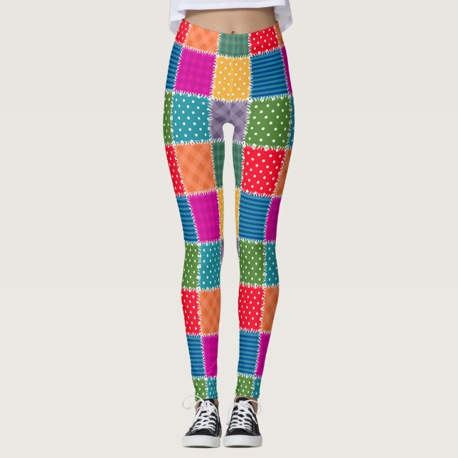 Leggings Arrière - plan Patchwork : Mélange de Motifs diver (Devant)