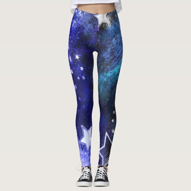 Leggings Arrière - plan spatial avec étoiles (Devant)