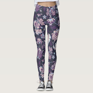 Leggings Arrière - plan violet Big Floral Motif sans joint