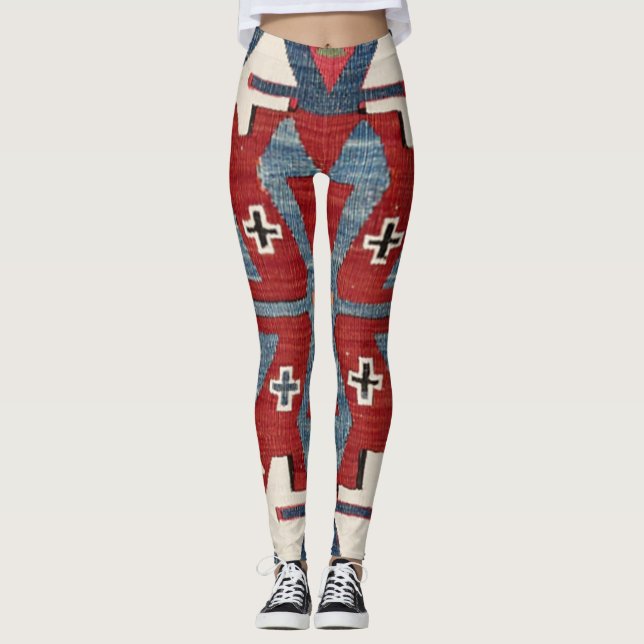 Leggings Arrow en Diamant Bleu Konya II 19e siècle Authenti (Devant)