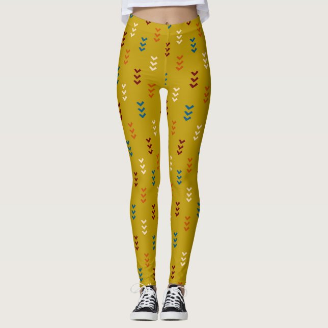 Leggings Arrow Tribale de moutarde Été (Devant)