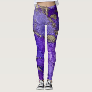 Leggings Art abstrait à l'encre alcoolique Riches pourpres