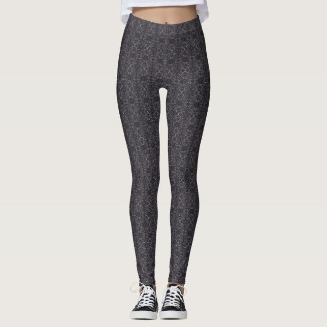 Leggings Art abstrait aquarelle noir foncé de la mort (Devant)