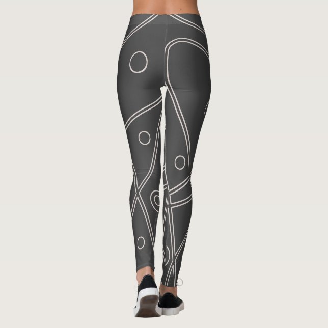 Leggings Art Abstrait Chrcoa lCercles de Ligne Blanche Mini (Dos)