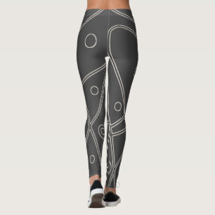 Leggings Art Abstrait Chrome Ligne blanche Cercles Minimali