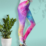 Leggings Art Abstrait coloré Vibrant violet rose bleu amusa<br><div class="desc">Ces leggings colorés sont conçus à partir de mon art abstrait original créé avec des encres dans des tons vifs de rose vif,  bleu aqua,  jaune citron et violet. Ces leggings amusants et branchés font du yoga moderne ou des pantalons d'entraînement et d'exercice ou sont parfaits pour se détendre.</div>