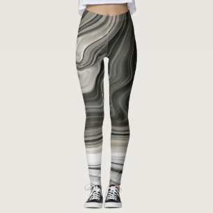 Leggings Art abstrait de coulée acrylique artistique monoch