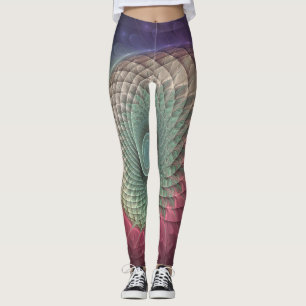 Leggings Art abstrait d'escargot coloré moderne fractal