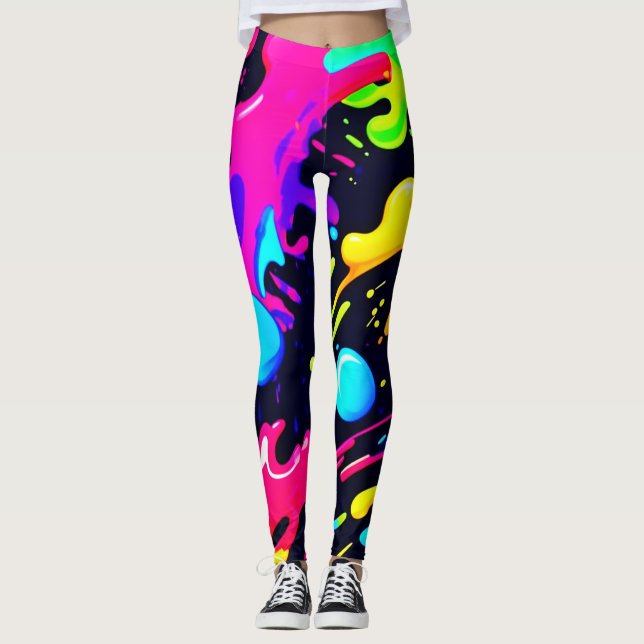 Leggings Art Abstrait d'explosion de couleur liquide (Devant)