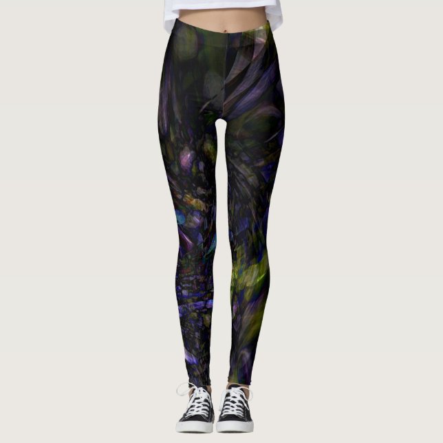Leggings Art abstrait funky en verre couleur éclaboussure G (Devant)