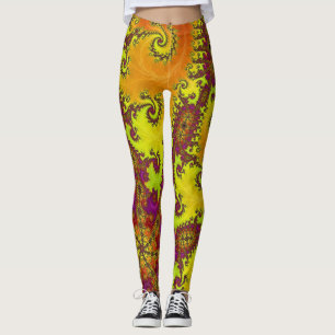 Leggings Art abstrait funky fractale spirale vibrant voyant