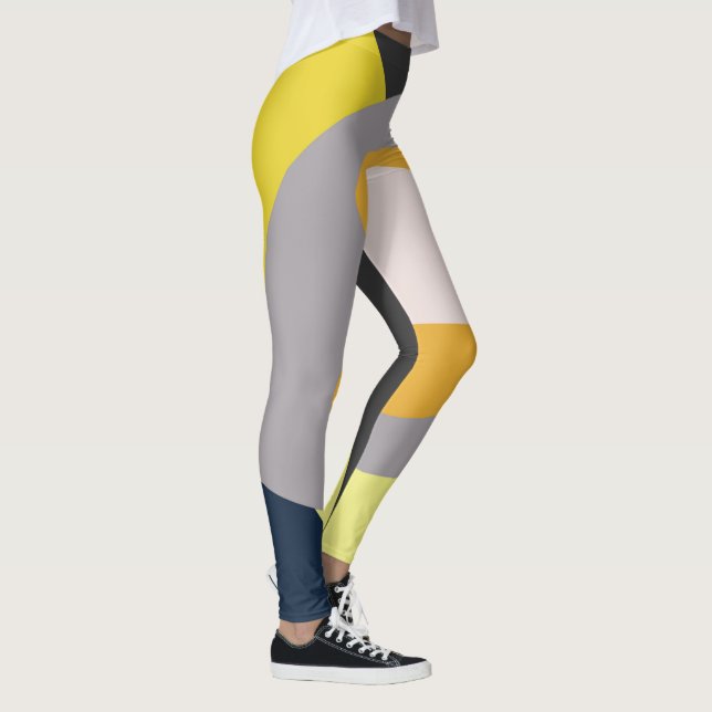 Leggings Art Abstrait Funky Pâle Pastel Charbon Jaune (Droite)