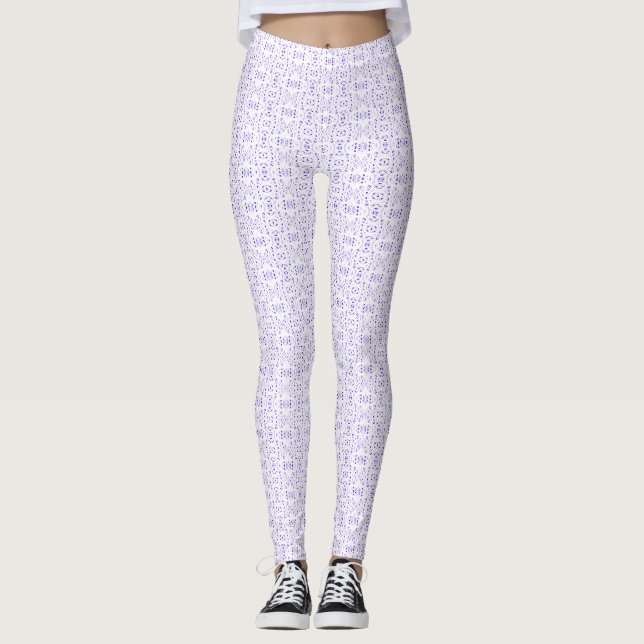Leggings Art Abstrait Gouache Blanc Violet Firebrand (Devant)