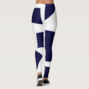 Leggings Art Abstrait Gras Bleu foncé Blanc
