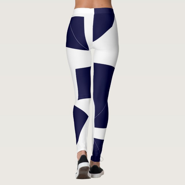 Leggings Art Abstrait Gras Bleu foncé Blanc (Dos)