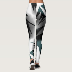 Leggings Art Abstrait gris noir blanc