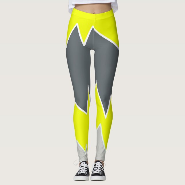Leggings Art Abstrait gris pâle gris jaune gris fusain gris (Devant)