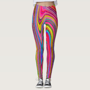 Leggings Art abstrait groovy jaune, rouge et bleu qui fait