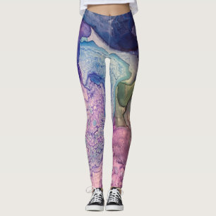 Leggings Art abstrait liquide à encre alcoolique multicolor