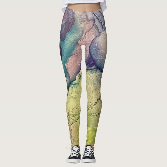 Leggings Art abstrait liquide à l'encre d'alcool texturée c (Devant)