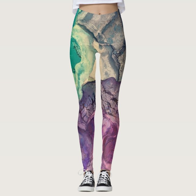 Leggings Art abstrait liquide à l'encre d'alcool texturée c (Devant)