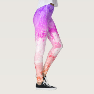 Leggings Art Abstrait moderne élégant rose violet rouge jau