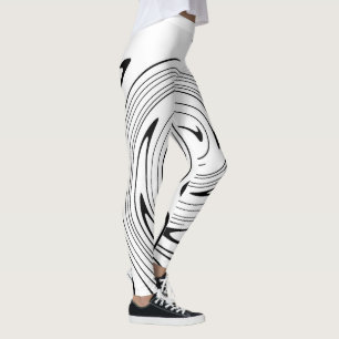 Leggings Art Abstrait Noir Blanc Lignes Twirl Minimalisme