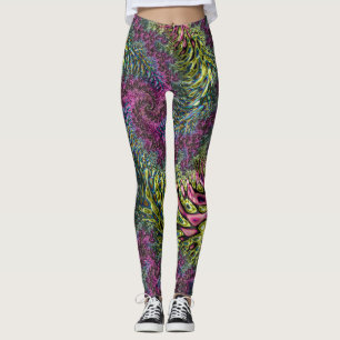 Leggings Art abstrait numérique fractal funky groovy tripan