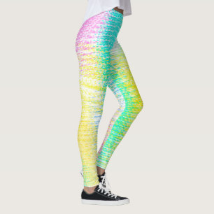 Leggings Art Abstrait Pale Pastel Turquoise Rose Jaune