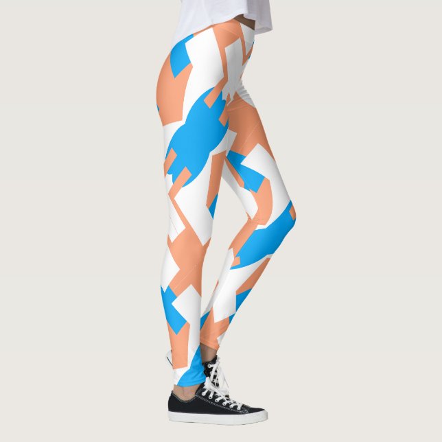 Leggings Art Abstrait Pastel Coral Lavender Bleu (Droite)