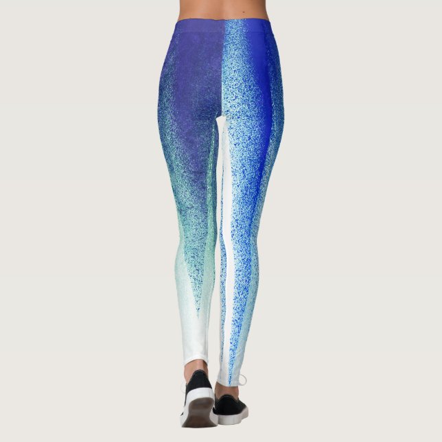 Leggings Art Abstrait Pastel Lavande Bleu Blanc (Dos)