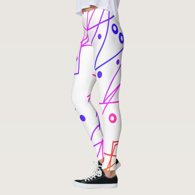 Leggings Art Abstrait Purple White Lines Cercles Minimalism (Gauche)