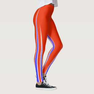 Leggings Art Abstrait Rouge Bleu Blanc Minimalisme