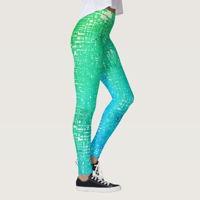Leggings Art Abstrait Texture Pale Turquoise Vert Bleu (Droite)