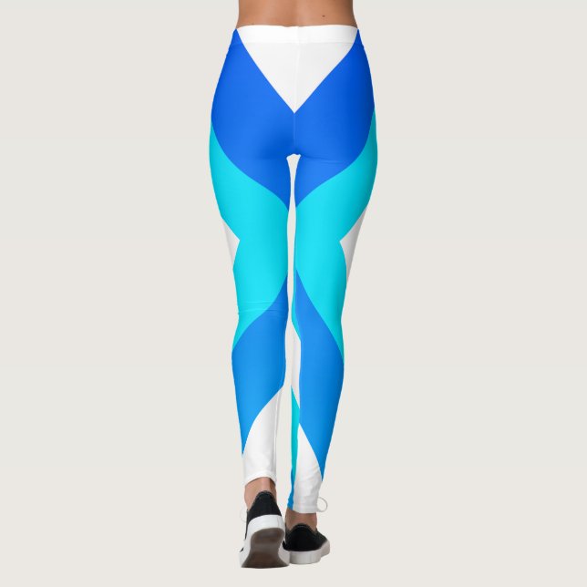 Leggings Art Abstrait Turquoise Vert Bleu Blanc (Dos)