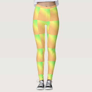 Leggings Art africain motif, vert jaune clair orange